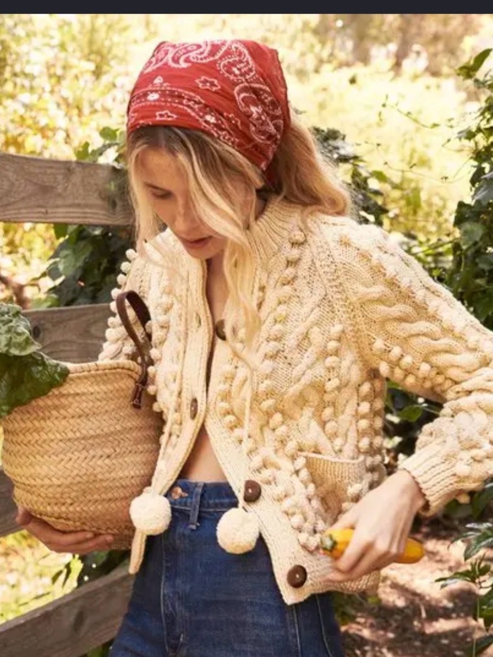 Doen Cream Pom Pom Women's Sweater Jacket shopdoen